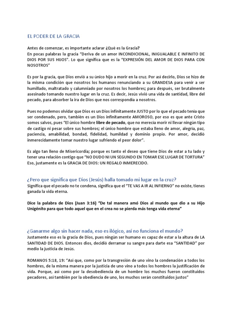 El Poder Transformador de la Gracia | PDF | Gracia en el cristianismo ...