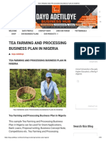 Tea Farming and Processing Business Plan in Nigeria