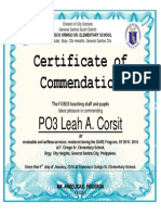 Certificate of Commendation ADRE