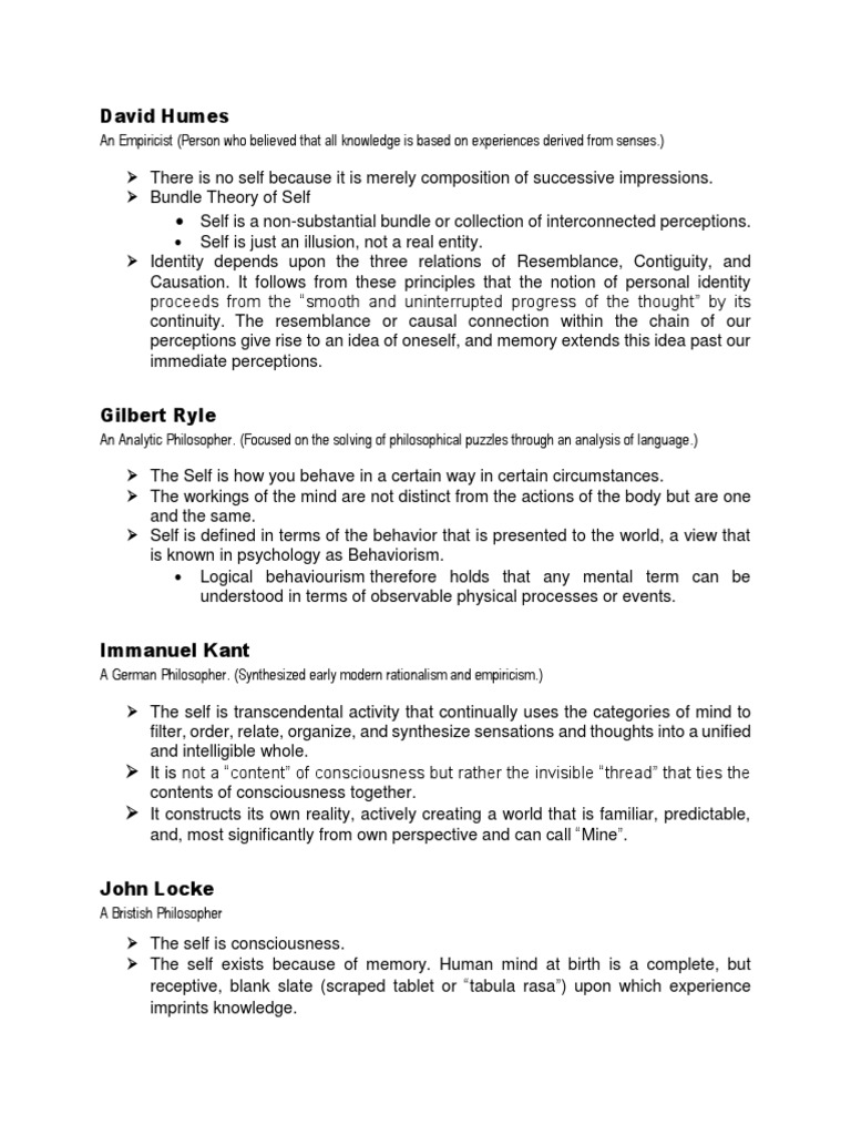 Ryle's Behaviorism and the Self | PDF | Philosophy Of Self | Thought