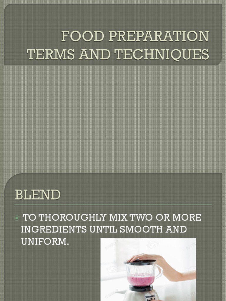 Grade 7 Food Preparation Terms and Techniques PDF
