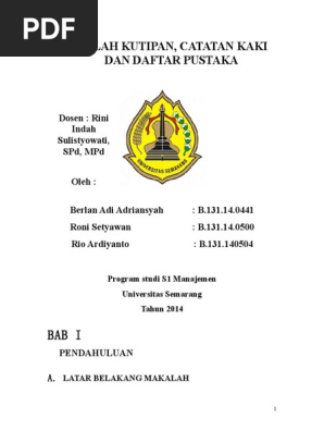 Makalah Kutipan Catatan Kaki Dan Daftar Pustaka Bab I
