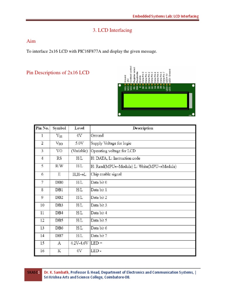 Exp-3-LCD Interfacing With PIC | PDF