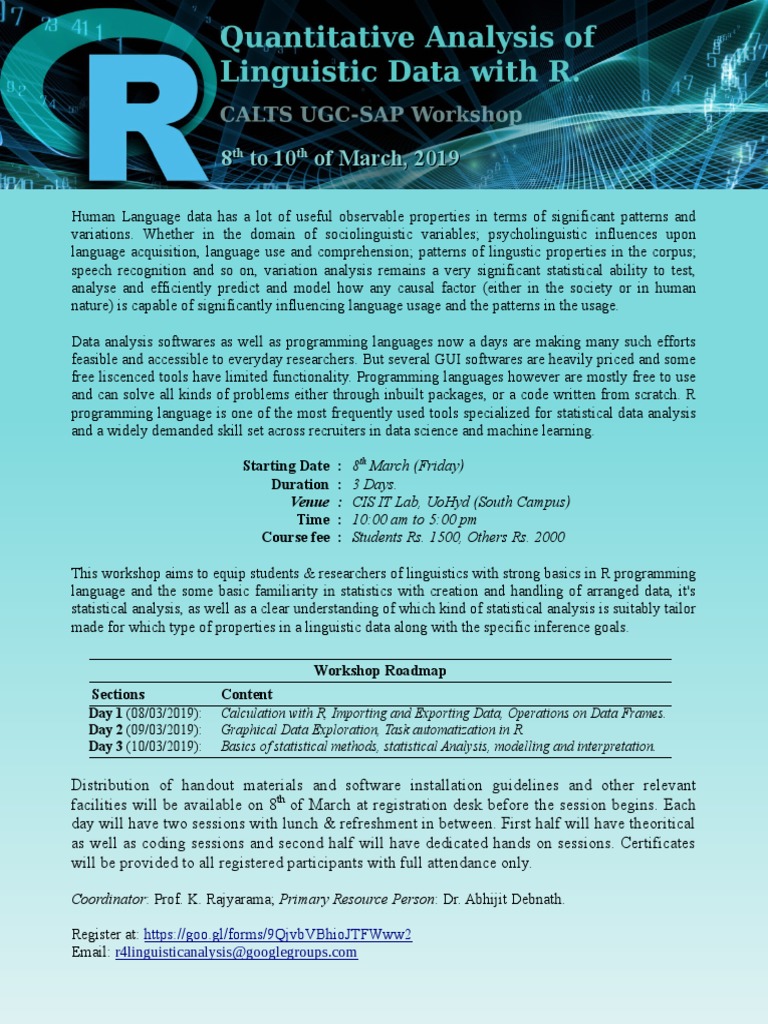 R Programming Workshop for Linguistics | PDF | Data Analysis | Statistics
