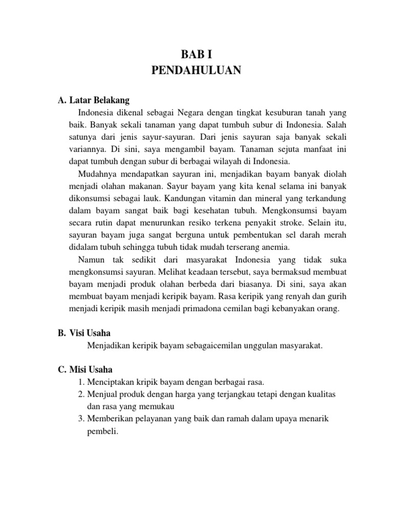 Proposal Usaha Keripik Bayam