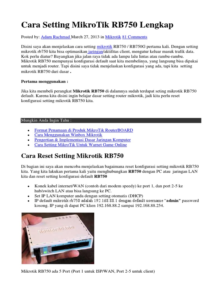 Dokumen - Tips - Cara Setting Mikrotik rb750 Lengkapdocx | PDF | Griya ...