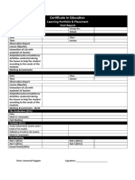 Certificate in Education: Learning Portfolio & Placement Visit Report