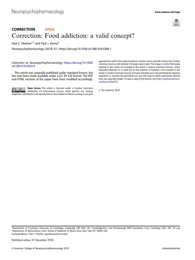 Correction Food Addiction A Valid Concept | PDF | Self-Improvement ...