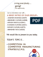 Competition in Manufacturing Strategy