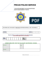 South African Police Service: Application For Appointment in An Advertised Senior Management Posts