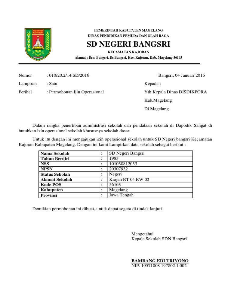 Download 69+ Contoh Surat Surat Izin Operasional Sekolah Dasar Negeri Gratis