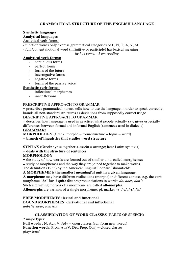 English Language Grammatical Structure | PDF | Perfect (Grammar) | Adverb