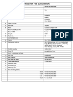 Required Entries For File Submission: SL - NO. Enter Details Here Case Type