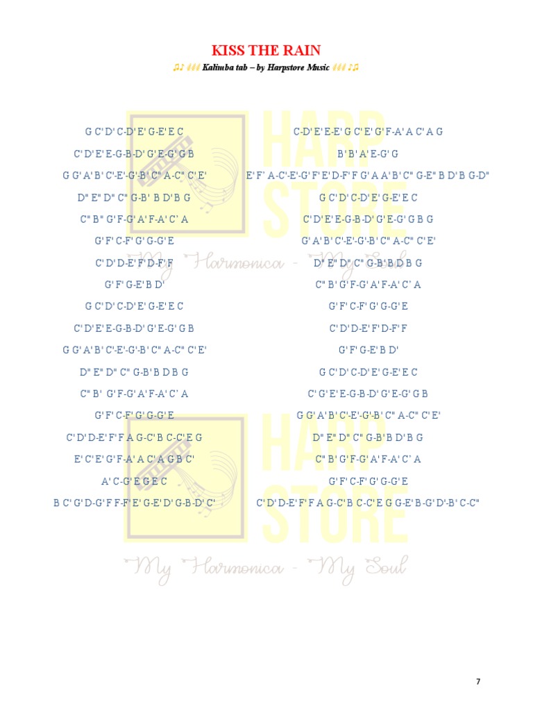 [HarpStore Music] Kiss the Rain Kalimba Tab.pdf
