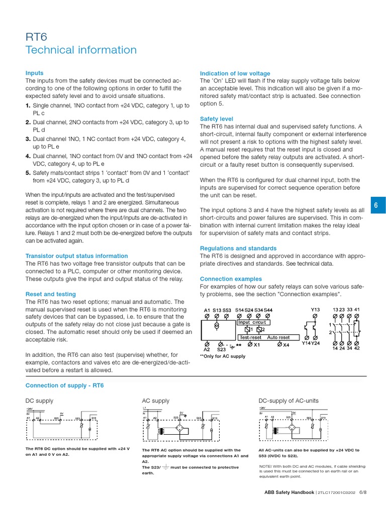 RT6 Safety Relay Wiring and Setup Guide | PDF | Relay | Electrical ...