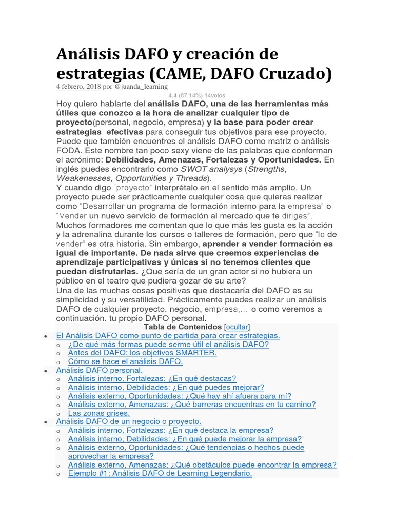 Estrategias CAME y DAFO en Proyectos | PDF | Análisis FODA | Business