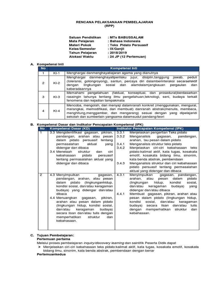 Rpp Bab 2 Pidato Persuasif 3 Docx