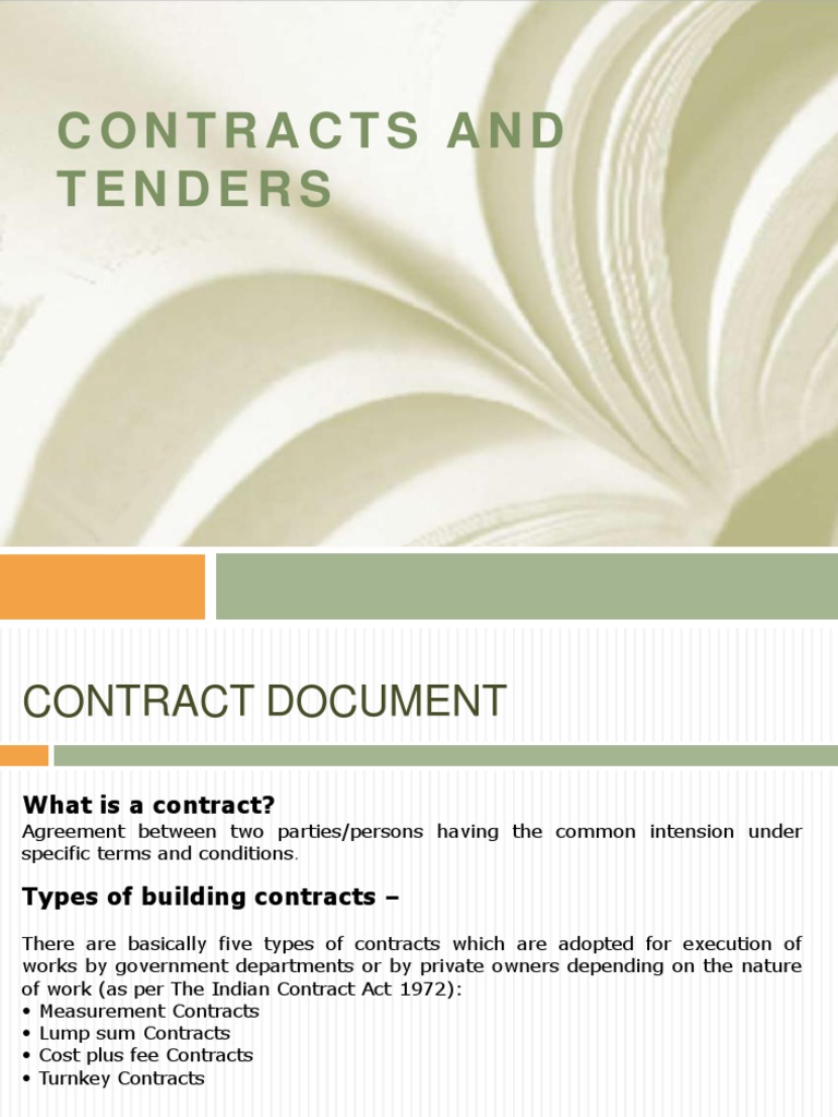 Principles of Contract, Tender, Tender Notice. PDF Specification