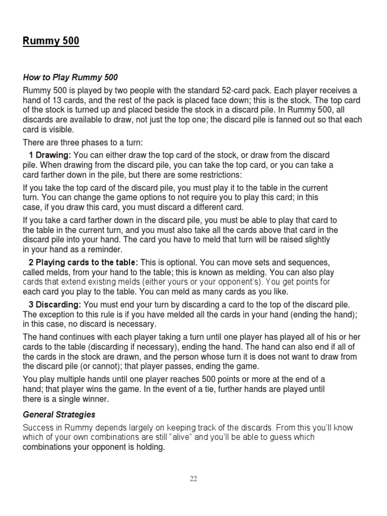 Rummy 500 - Rules | PDF | Rummy | Card Games