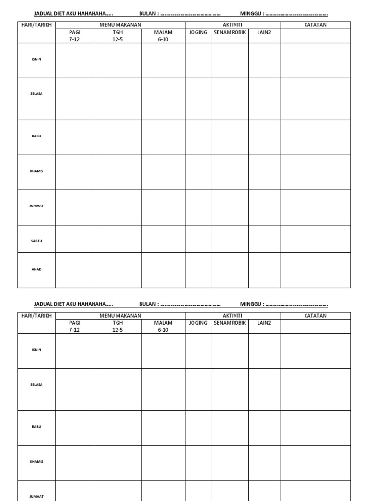 Jadual Diet Aku Hahahaha Pdf