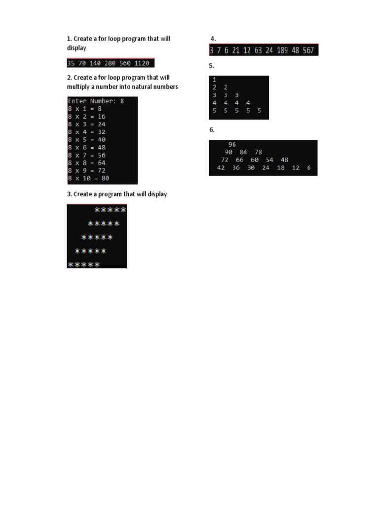 Create A For Loop Program That Will Display 4 | PDF | Business