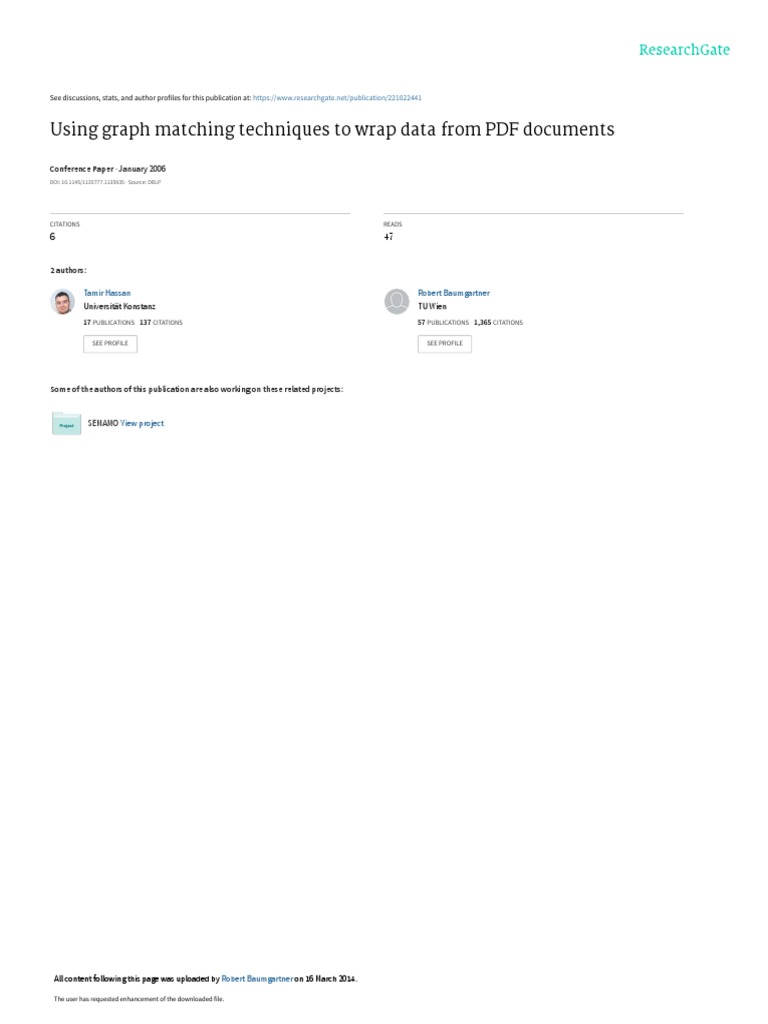 Using Graph Matching Techniques To Wrap Data From | PDF | Html | World ...
