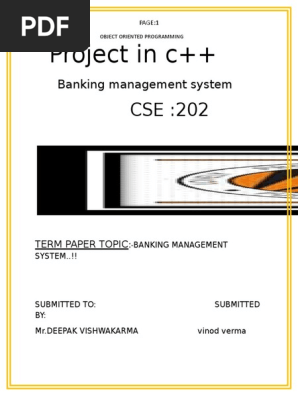 Project in C Banking Management System  PDF  Deposit Account 