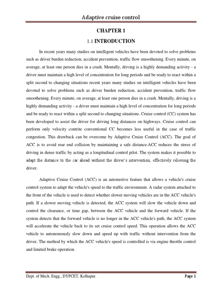 Understanding Adaptive Cruise Control | PDF | Traffic | Acceleration