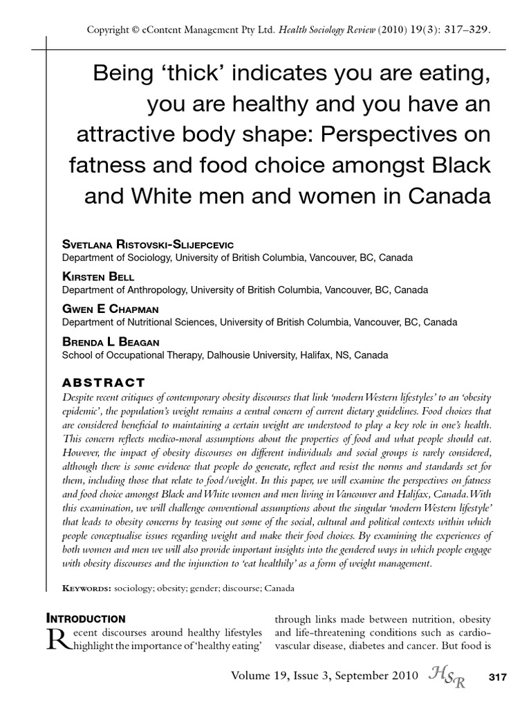 Being Thick PDF PDF Body Image Obesity