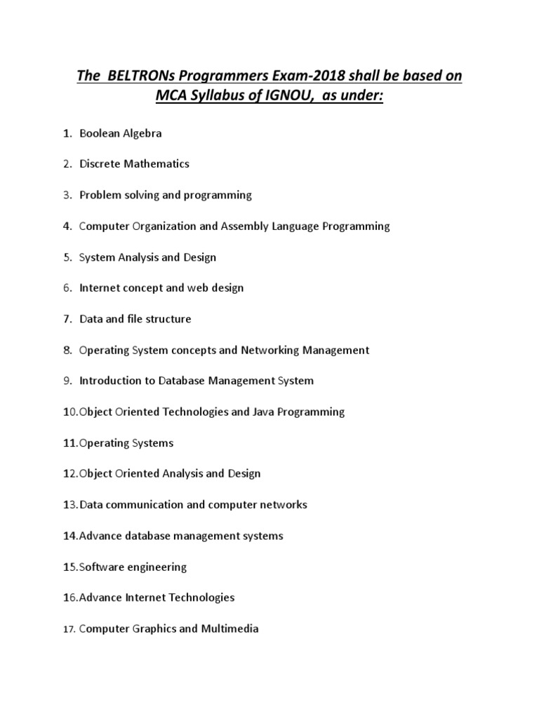 Microsoft Word - Syllabus For Beltron Programmer 2018 PDF | PDF