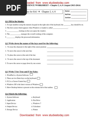 Cbse Class 3 Computer Practice Worksheet 11 With Answers Computer Keyboard Icon Computing