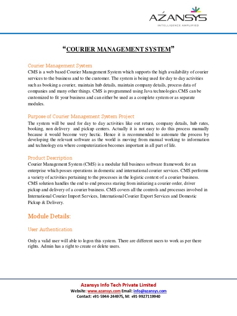 Courier Management System PDF | PDF | Receipt | Computing