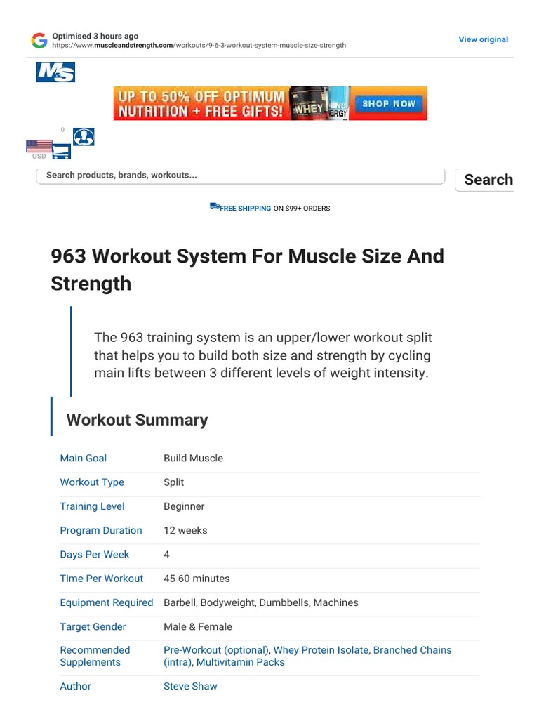 963 Workout System For Muscle Size and Strength Muscle & Strength