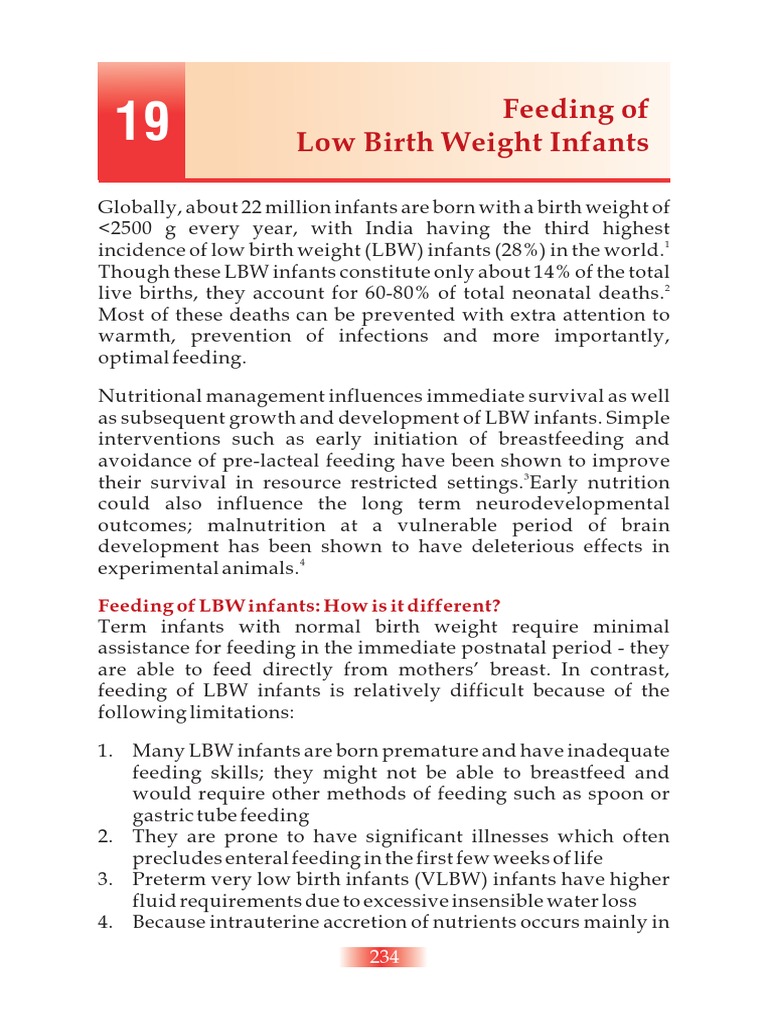 Feeding of Low Birth Weight Infants-2019 | PDF | Breastfeeding | Breast ...