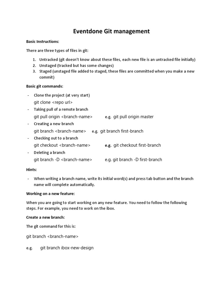 Eventdone Git Management: Basic Instructions | PDF | Computer ...