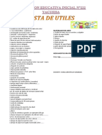 Lista de Utiles 2016 Yacusisa