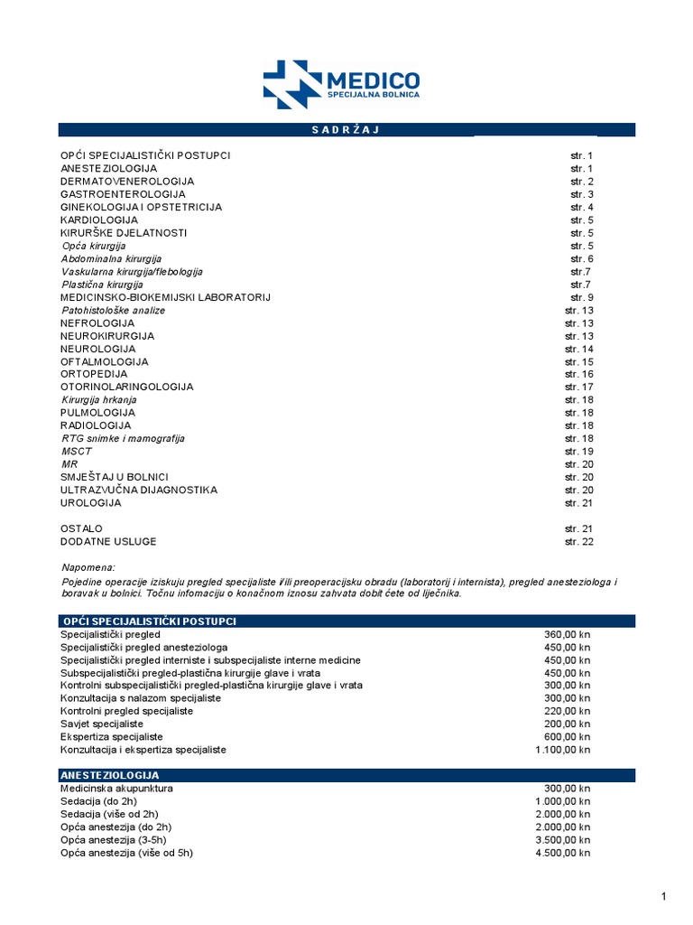 SB Medico Cjenik 24-1-2019 | PDF