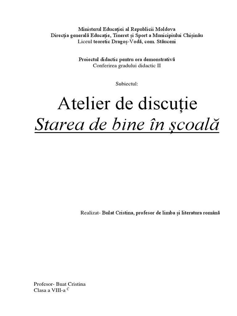 Proiect Bun Starea de Bine | PDF
