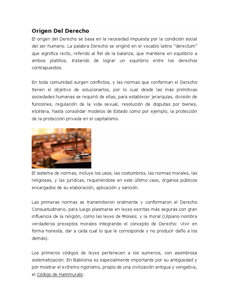 Origen y Evolución del Derecho | PDF | Fuentes del derecho | La Ley natural