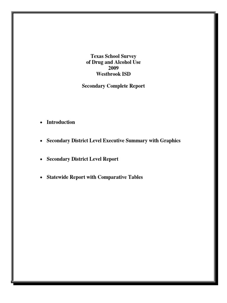 MITCHELL COUNTY Westbrook Isd 2009 Texas School Survey of Drug and