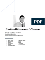 Sheikh Ali Hammad Chawla: Vitae
