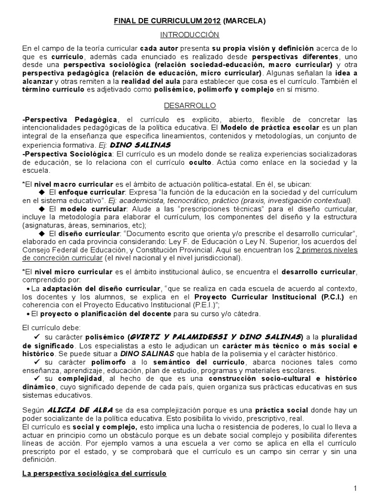 Perspectivas del Currículo Educativo | PDF | Plan de estudios | Sociedad