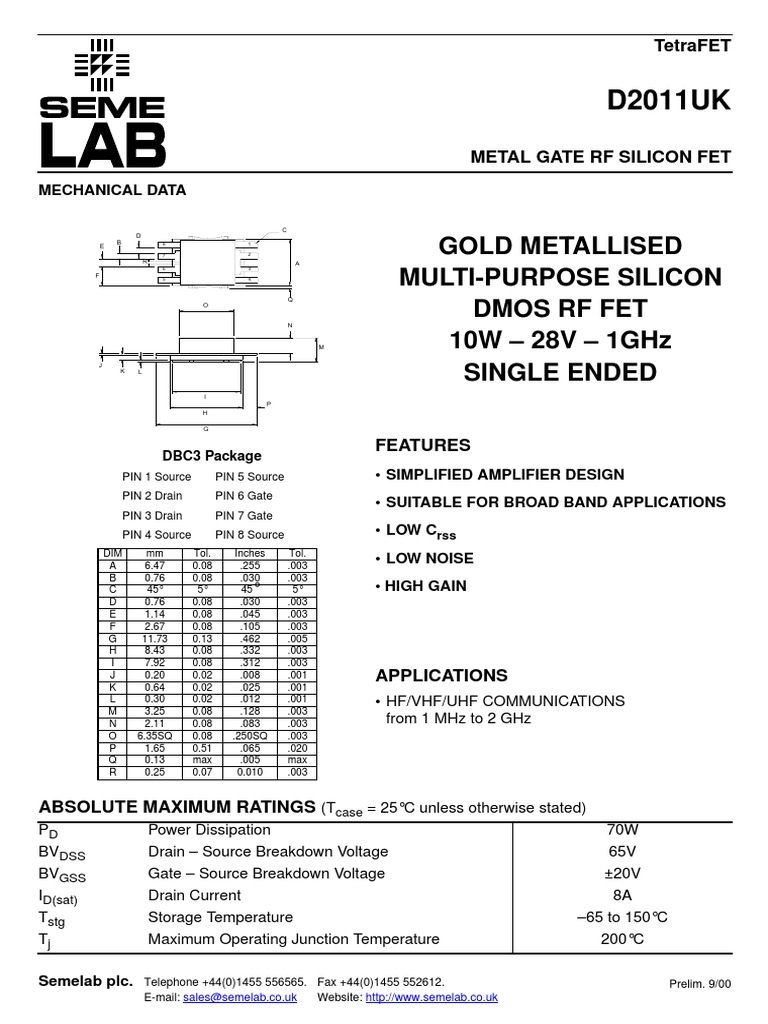 D2011K | PDF | Field Effect Transistor | Semiconductor Devices