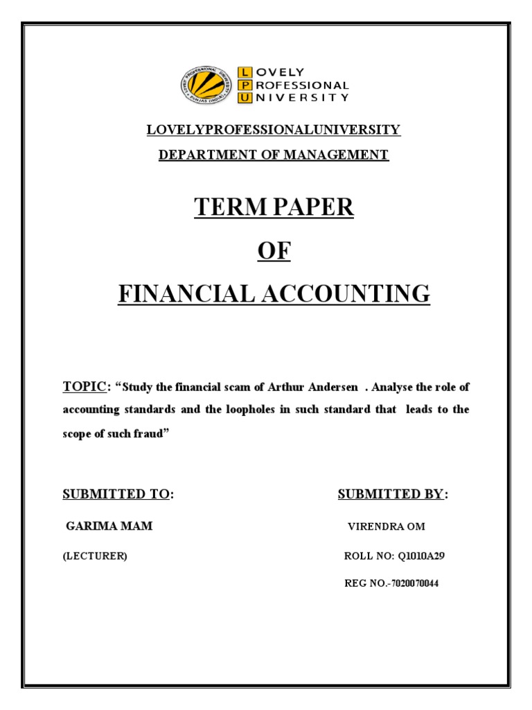 Term Paper OF Financial Accounting: Lovelyprofessionaluniversity ...