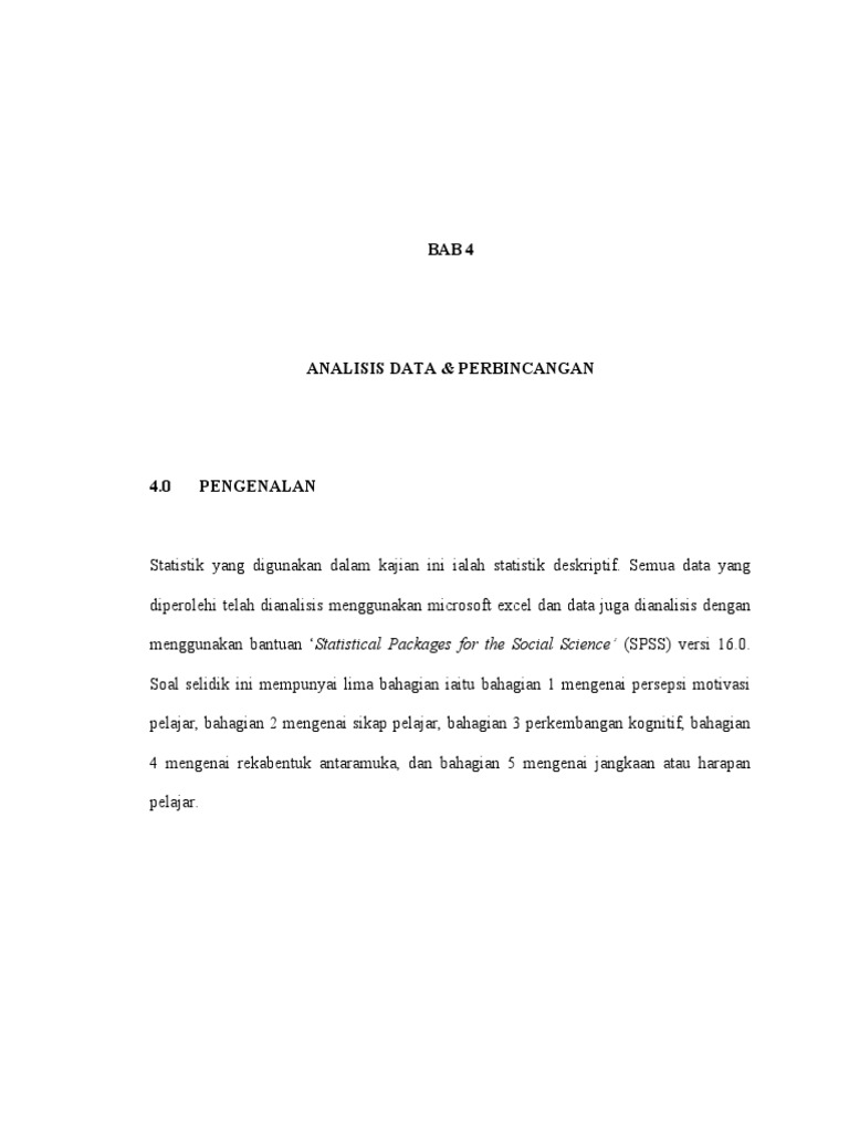 BAB 4 Dapatan Kajian Dan Perbincangan