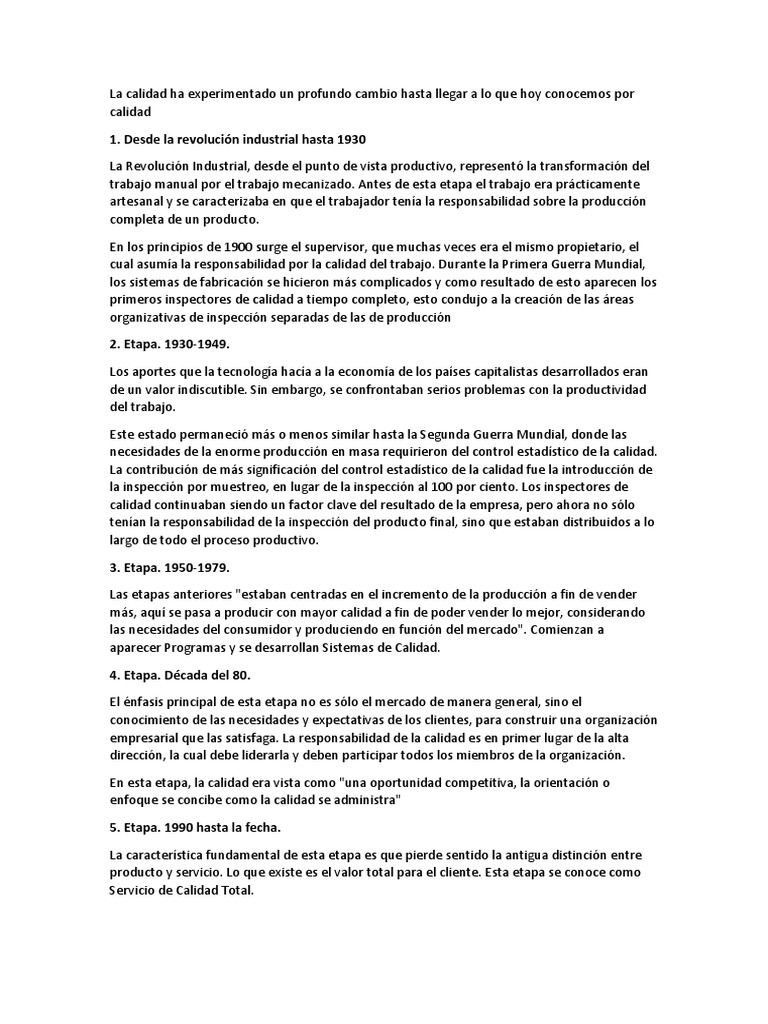 Evolución de la Calidad a lo Largo del Tiempo | PDF | Calidad ...