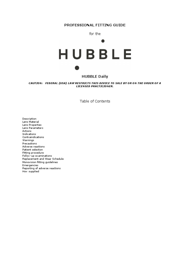 HUBBLE Professional Fitting Guide | PDF | Contact Lens | Eye