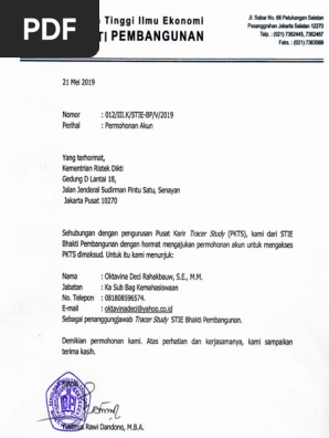 Surat Permohonan Akun Tracer Study Pdf