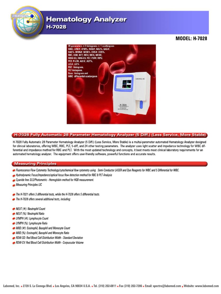 Hematol Ogy Anal Yzer: Model: H-7028 | PDF