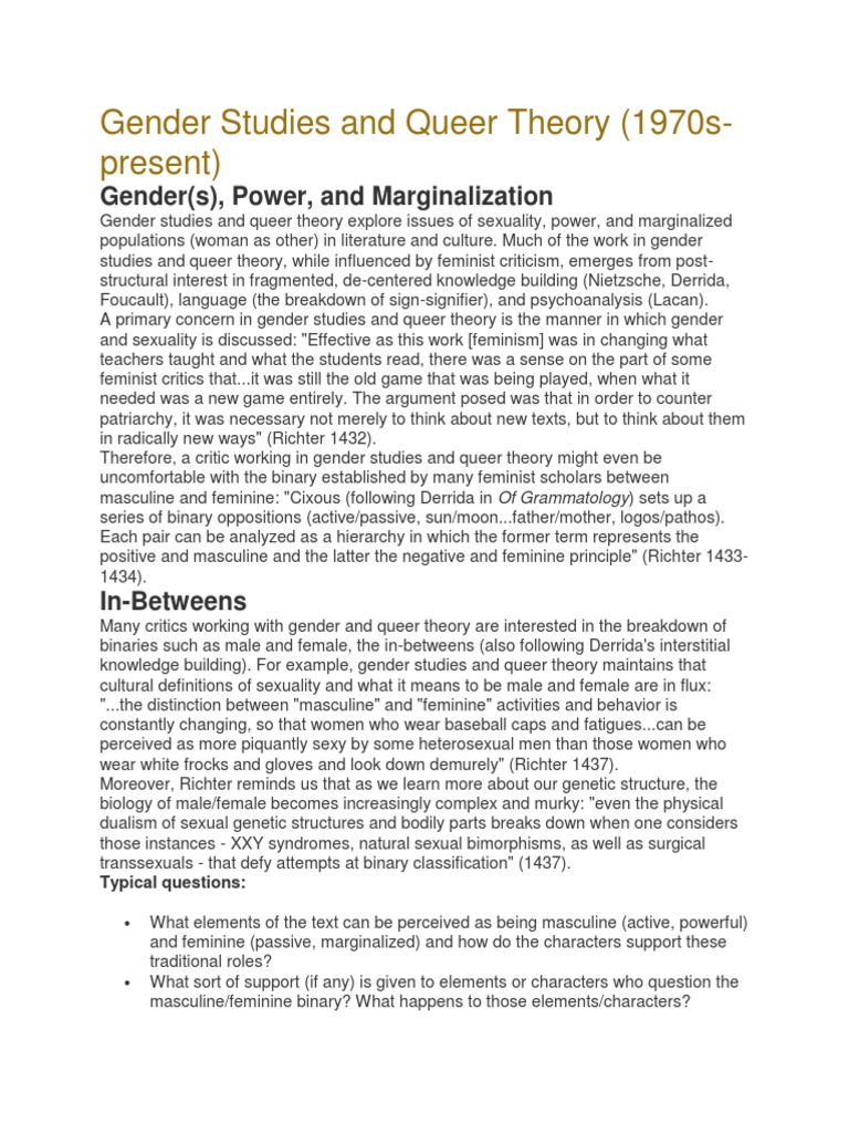 Gender Studies and Queer Theory Insights | PDF | Gender Studies | Queer ...